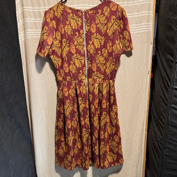 LuLaRoe Burgundy and Mustard Midi Dress - Picture 6 of 7
